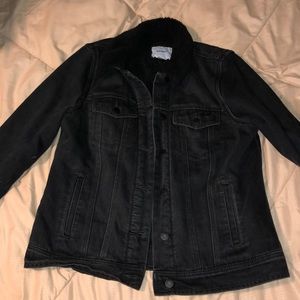 Black Denim Sherpa Jacket